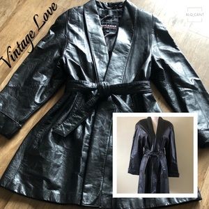Vintage Genuine Leather Swing Coat w/Self Tie Belt
